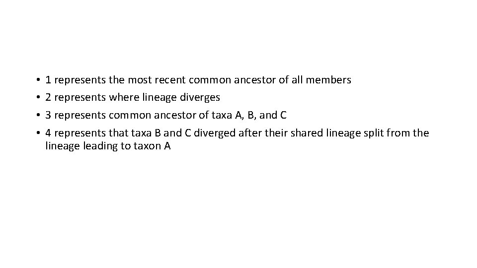  • • 1 represents the most recent common ancestor of all members 2