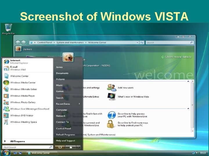Screenshot of Windows VISTA 