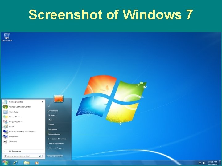 Screenshot of Windows 7 