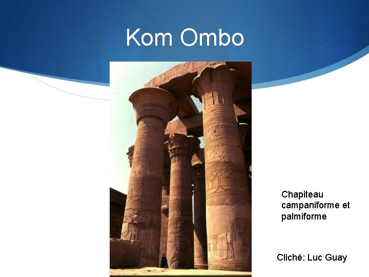 Kom Ombo Chapiteau campaniforme et palmiforme Cliché: Luc Guay 