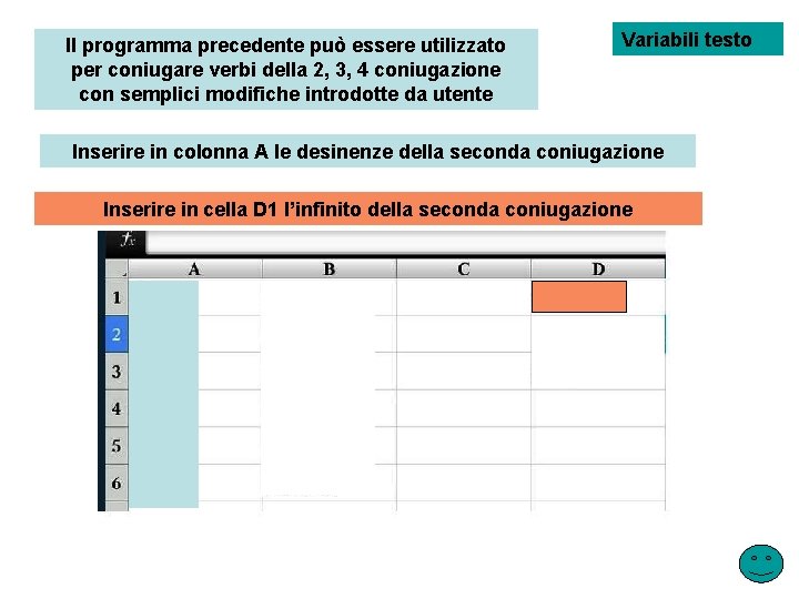 Il programma precedente può essere utilizzato per coniugare verbi della 2, 3, 4 coniugazione