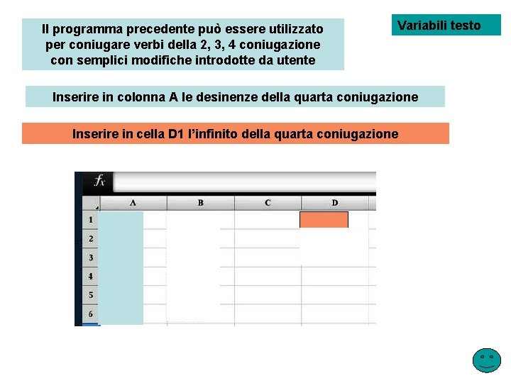 Il programma precedente può essere utilizzato per coniugare verbi della 2, 3, 4 coniugazione