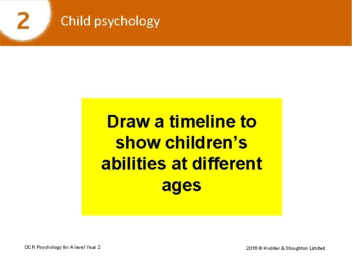 Child psychology Draw a timeline to show children’s abilities at different ages OCR Psychology