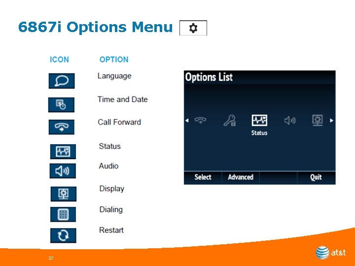 6867 i Options Menu 27 