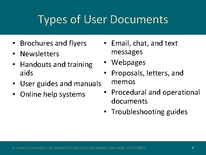 Types of User Documents • Brochures and flyers • • Newsletters • Handouts and Types of User Documents • Brochures and flyers • • Newsletters • Handouts and