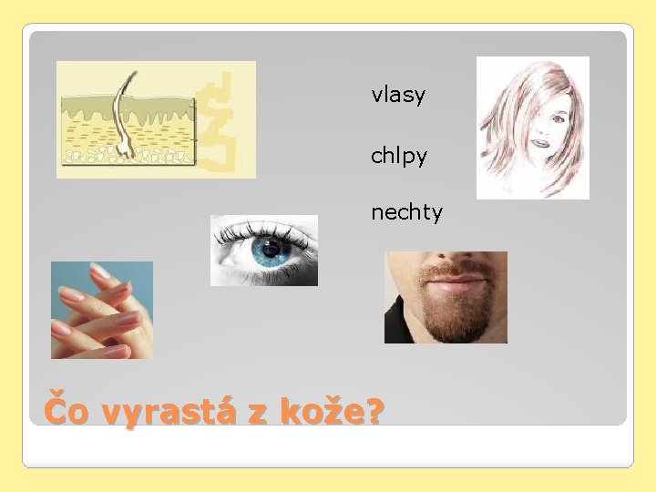 vlasy chlpy nechty Čo vyrastá z kože? 