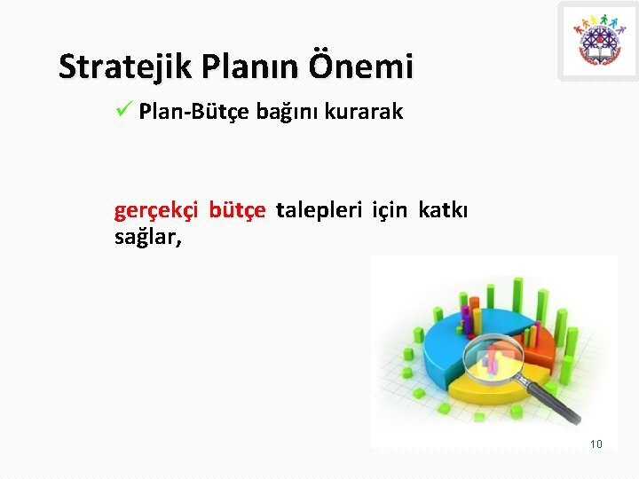 Stratejik Planın Önemi ü Plan-Bütçe bağını kurarak gerçekçi bütçe talepleri için katkı sağlar, 10