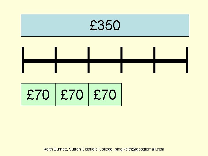 £ 350 £ 70 Keith Burnett, Sutton Coldfield College, ping. keith@googlemail. com 