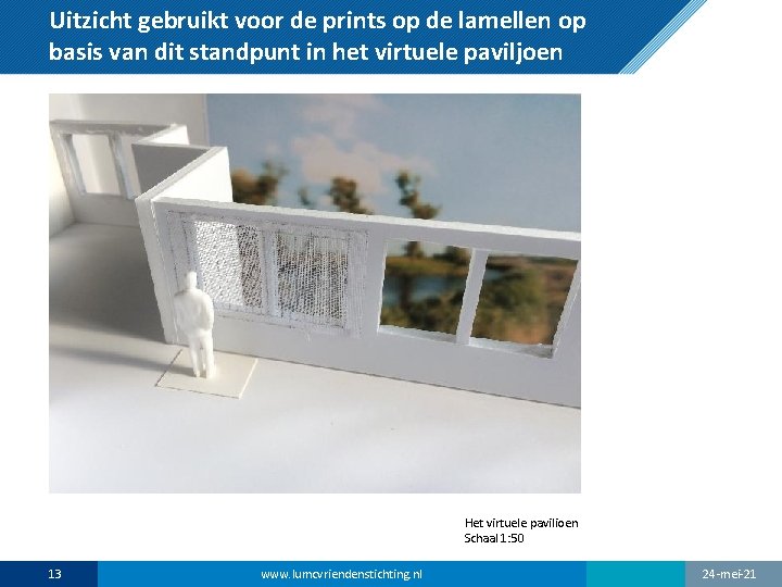 Uitzicht gebruikt voor de prints op de lamellen op basis van dit standpunt in