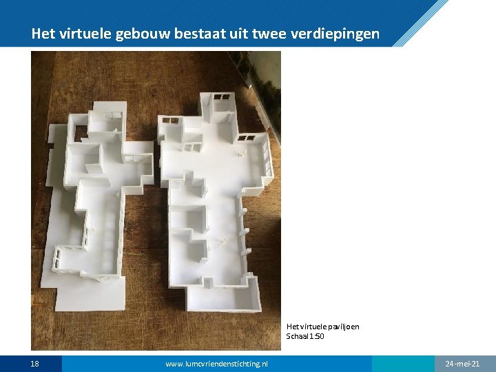 Het virtuele gebouw bestaat uit twee verdiepingen Het virtuele paviljoen Schaal 1: 50 18