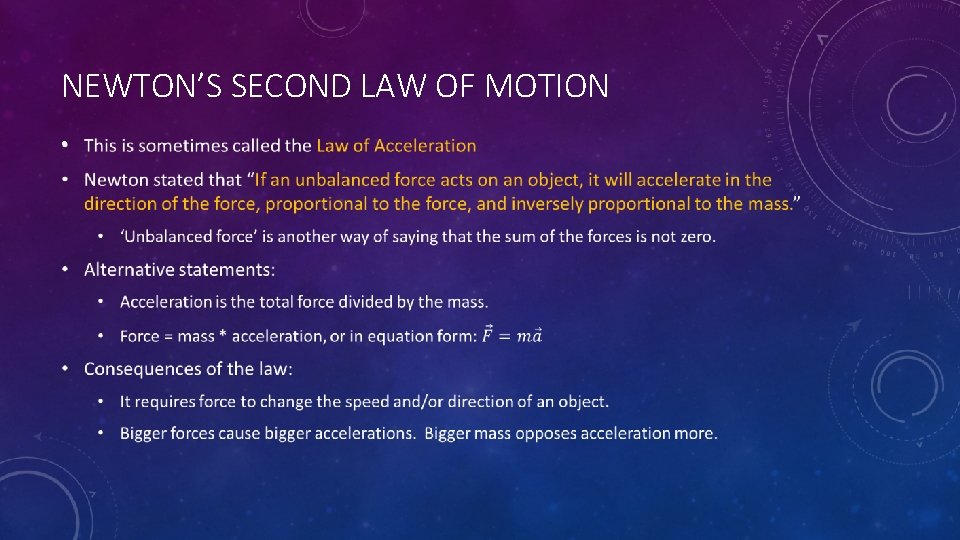 NEWTON’S SECOND LAW OF MOTION • 