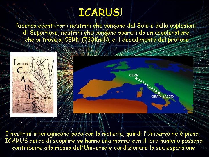 ICARUS! Ricerca eventi rari: neutrini che vengono dal Sole e dalle esplosioni di Supernove,