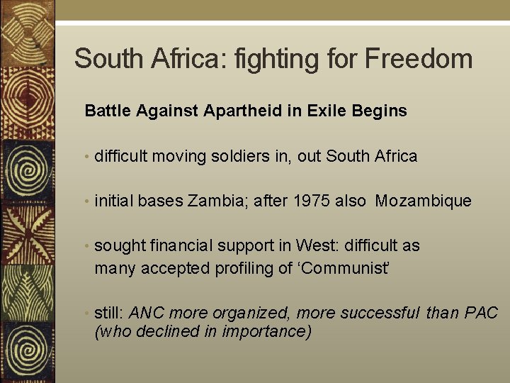 South Africa: fighting for Freedom Battle Against Apartheid in Exile Begins • difficult moving