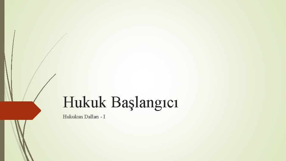 Hukuk Başlangıcı Hukukun Dalları - I 