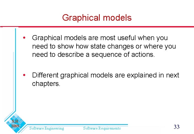 Graphical models are most useful when you need to show state changes or where