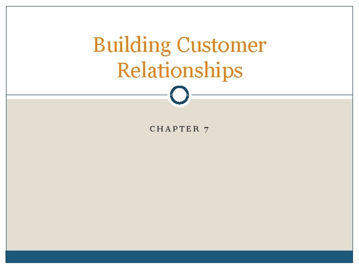 Building Customer Relationships CHAPTER 7 