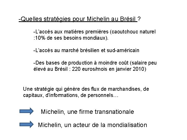 -Quelles stratégies pour Michelin au Brésil ? -L’accès aux matières premières (caoutchouc naturel :