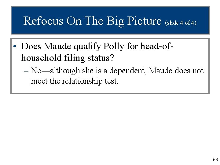 Refocus On The Big Picture (slide 4 of 4) • Does Maude qualify Polly