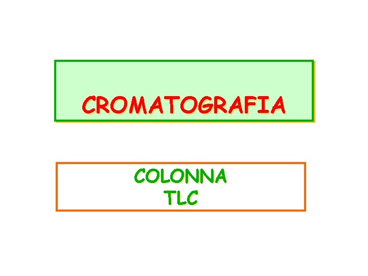 CROMATOGRAFIA COLONNA TLC 