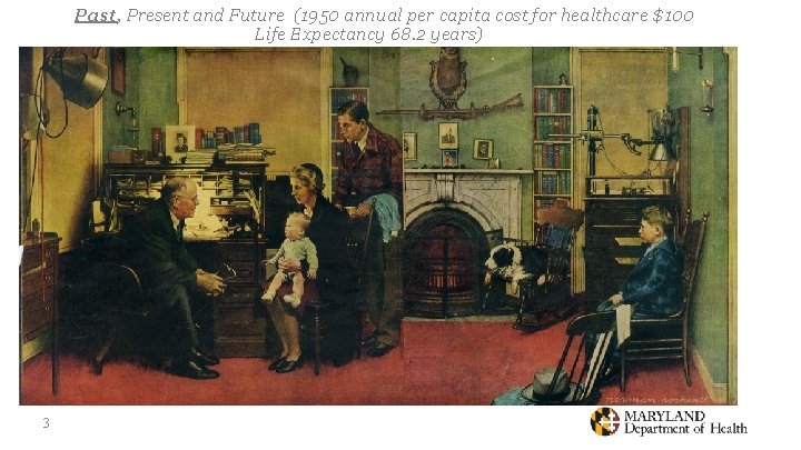 Past, Present and Future (1950 annual per capita cost for healthcare $100 Life Expectancy