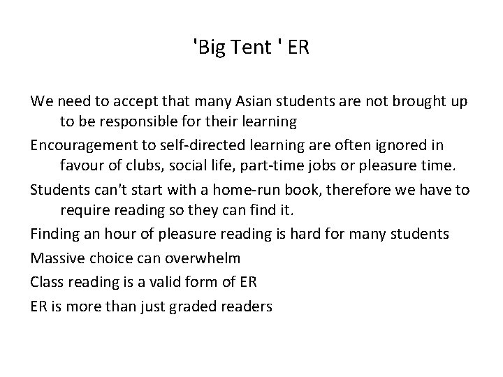 'Big Tent ' ER We need to accept that many Asian students are not