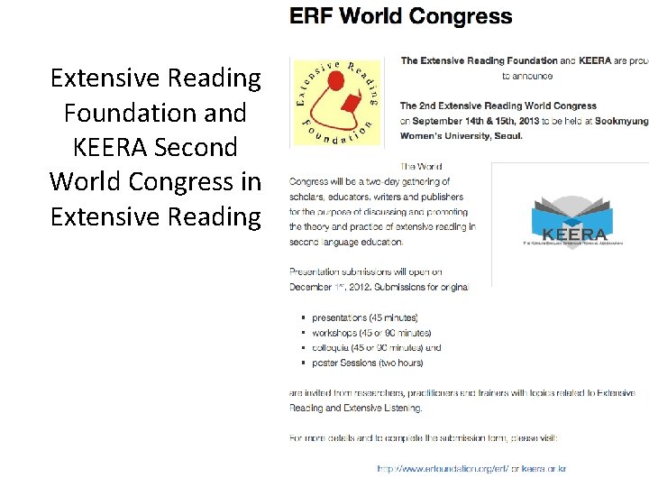 Extensive Reading Foundation and KEERA Second World Congress in Extensive Reading 