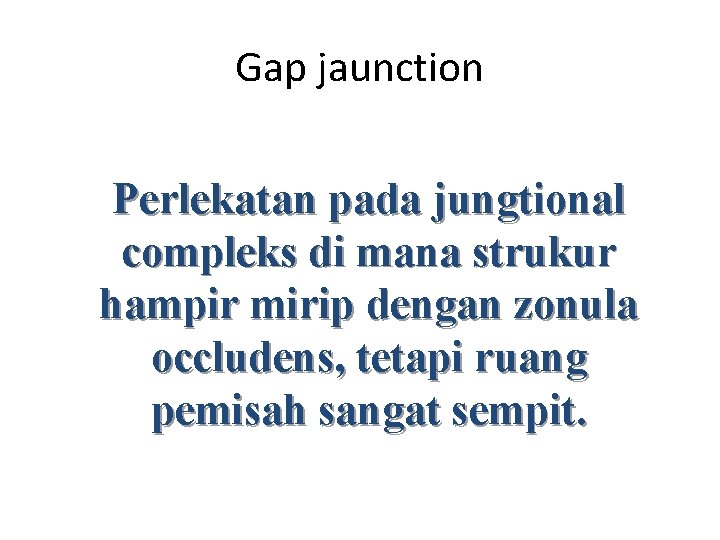 Gap jaunction Perlekatan pada jungtional compleks di mana strukur hampir mirip dengan zonula occludens,