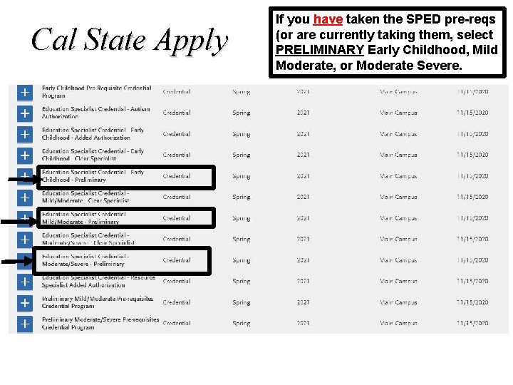 Cal State Apply If you have taken the SPED pre-reqs (or are currently taking