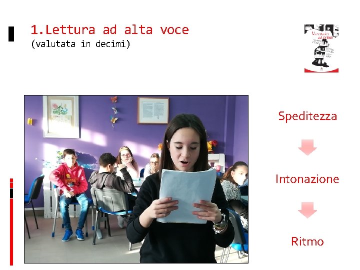 1. Lettura ad alta voce (valutata in decimi) Speditezza Intonazione Ritmo 