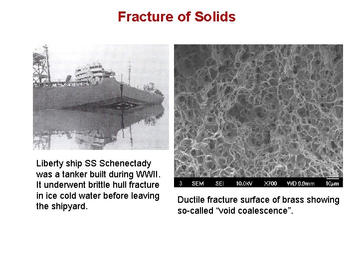 Fracture of Solids Liberty ship SS Schenectady was a tanker built during WWII. It
