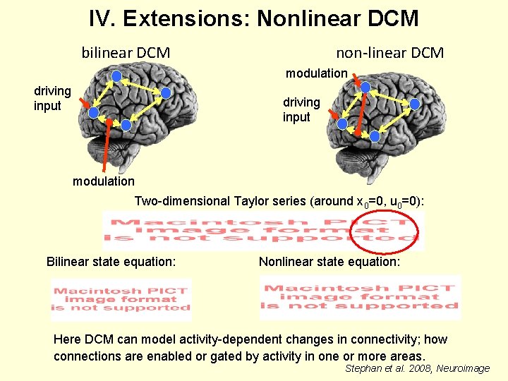 IV. Extensions: Nonlinear DCM bilinear DCM non-linear DCM modulation driving input modulation Two-dimensional Taylor