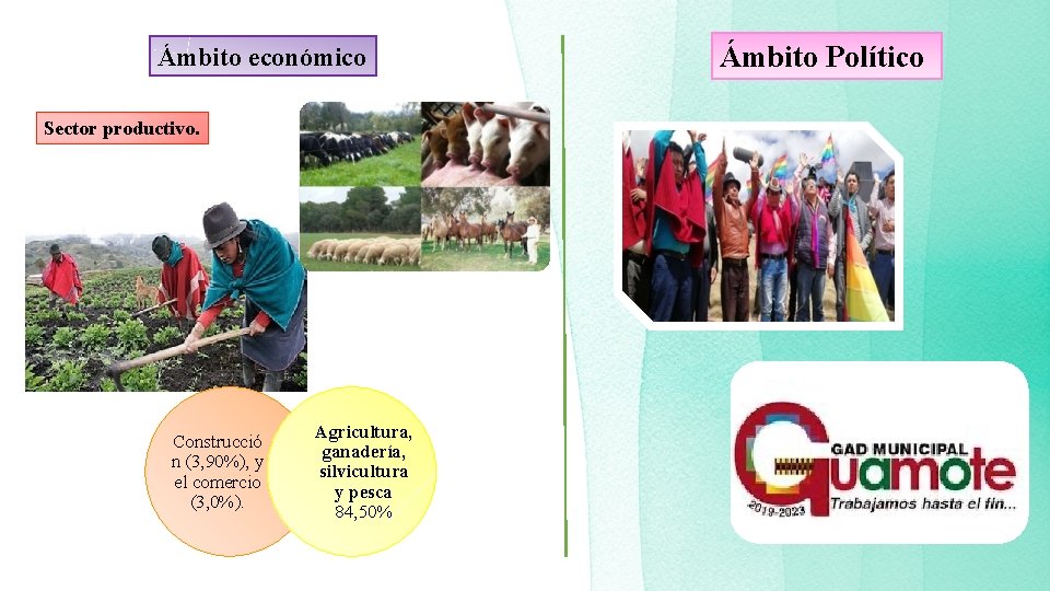 Ámbito económico Sector productivo. Construcció n (3, 90%), y el comercio (3, 0%). Agricultura,