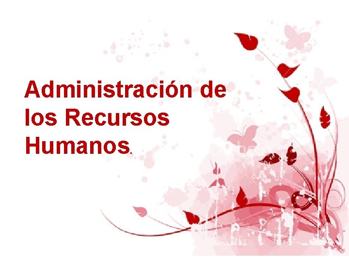 Administración de los Recursos Humanos. 