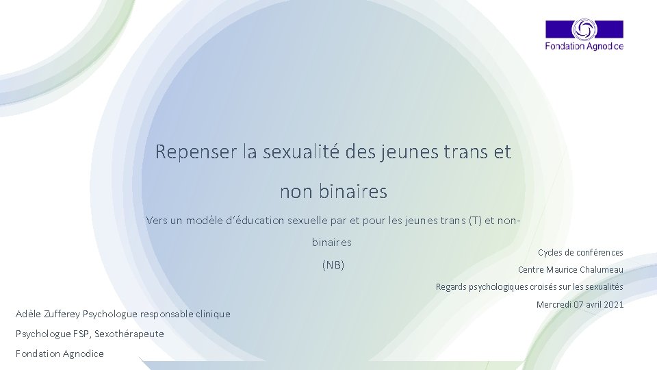 Repenser la sexualité des jeunes trans et non binaires Vers un modèle d’éducation sexuelle