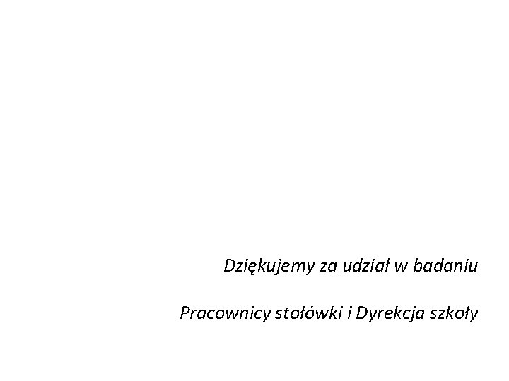 Dziękujemy za udział w badaniu Pracownicy stołówki i Dyrekcja szkoły 