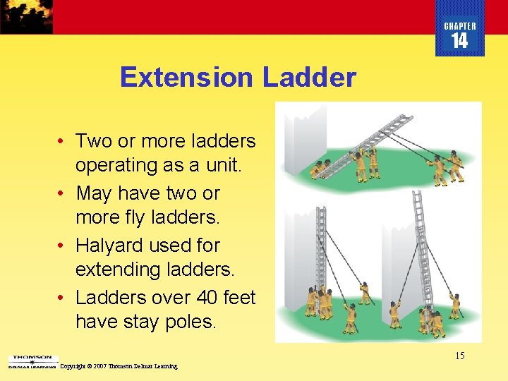 CHAPTER 14 Extension Ladder • Two or more ladders operating as a unit. •