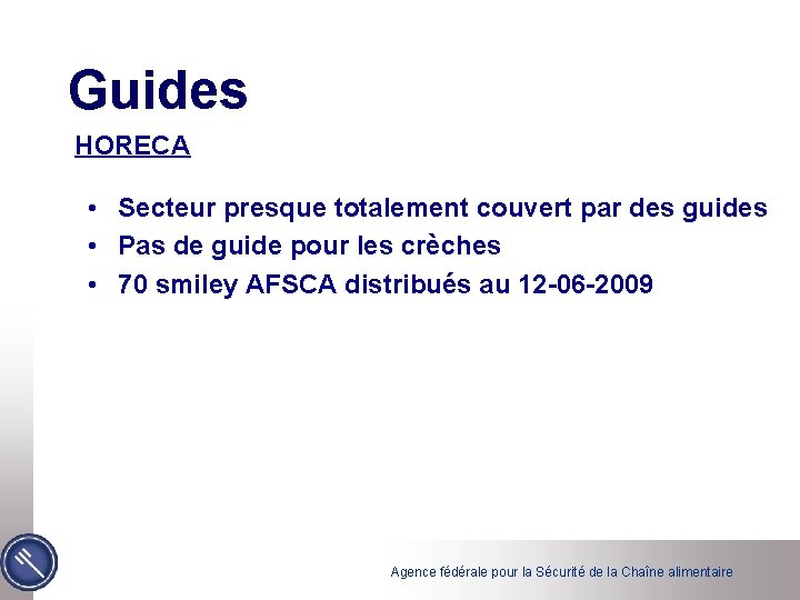 Guides HORECA • Secteur presque totalement couvert par des guides • Pas de guide