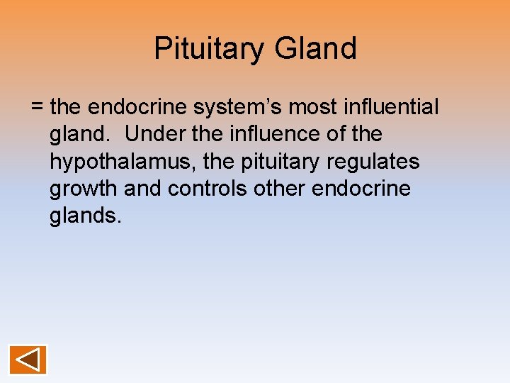 Pituitary Gland = the endocrine system’s most influential gland. Under the influence of the Pituitary Gland = the endocrine system’s most influential gland. Under the influence of the