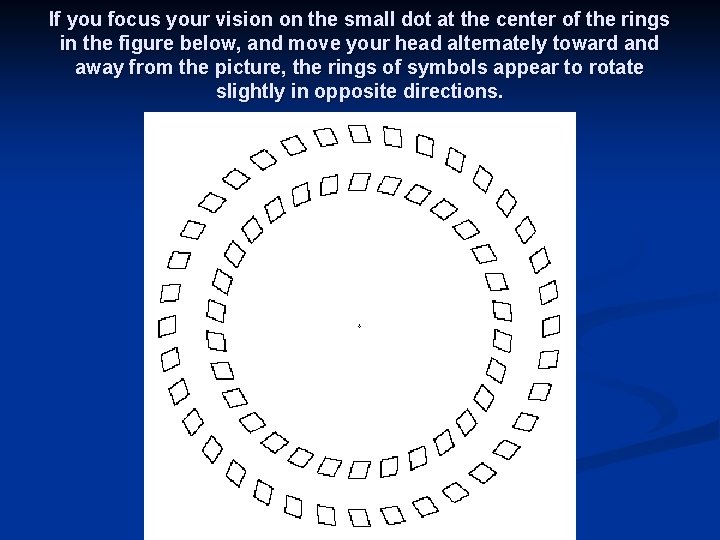 If you focus your vision on the small dot at the center of the