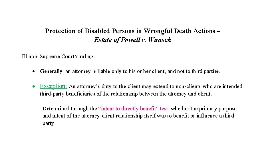 Protection of Disabled Persons in Wrongful Death Actions – Estate of Powell v. Wunsch