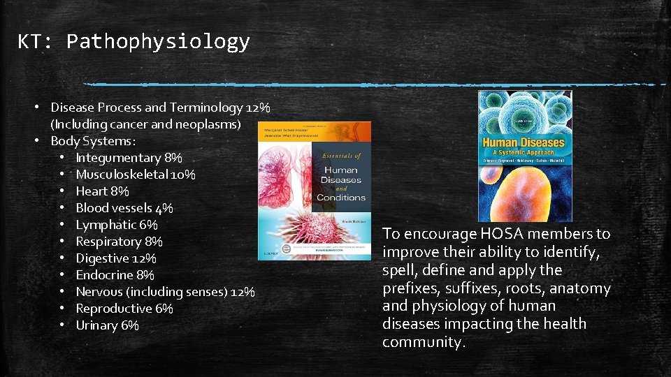 KT: Pathophysiology • Disease Process and Terminology 12% (Including cancer and neoplasms) • Body