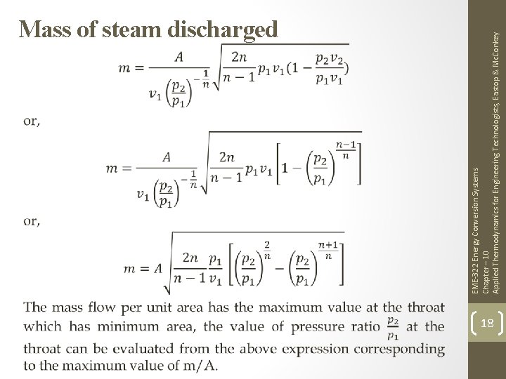 EME-322 Energy Conversion Systems Chapter – 10 Applied Thermodynamics for Engineering Technologists, Eastop &