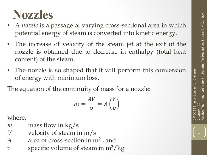 EME-322 Energy Conversion Systems Chapter – 10 Applied Thermodynamics for Engineering Technologists, Eastop &