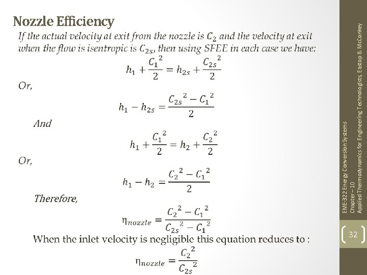 EME-322 Energy Conversion Systems Chapter – 10 Applied Thermodynamics for Engineering Technologists, Eastop &