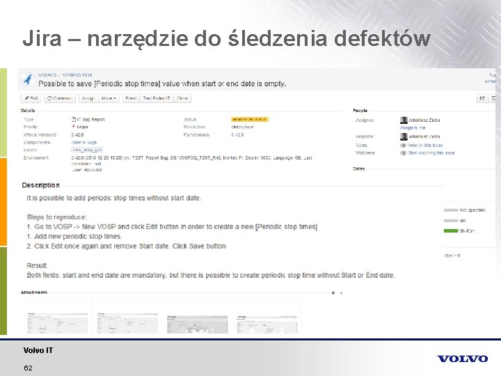 Jira – narzędzie do śledzenia defektów Volvo IT 62 