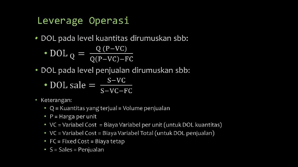 Leverage Operasi • 