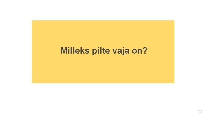 Milleks pilte vaja on? 13 