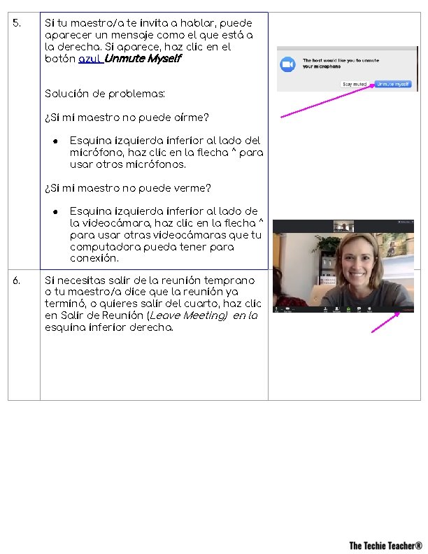 5. Si tu maestro/a te invita a hablar, puede aparecer un mensaje como el