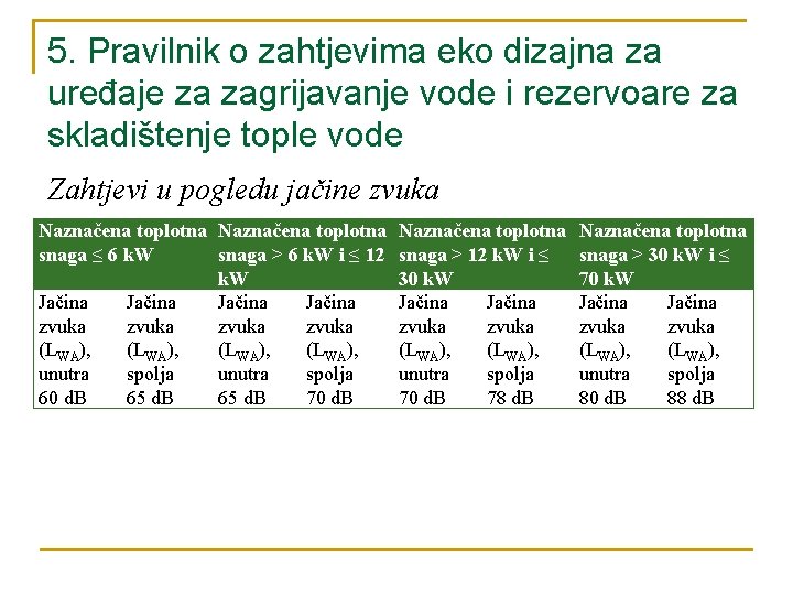 5. Pravilnik o zahtjevima eko dizajna za uređaje za zagrijavanje vode i rezervoare za