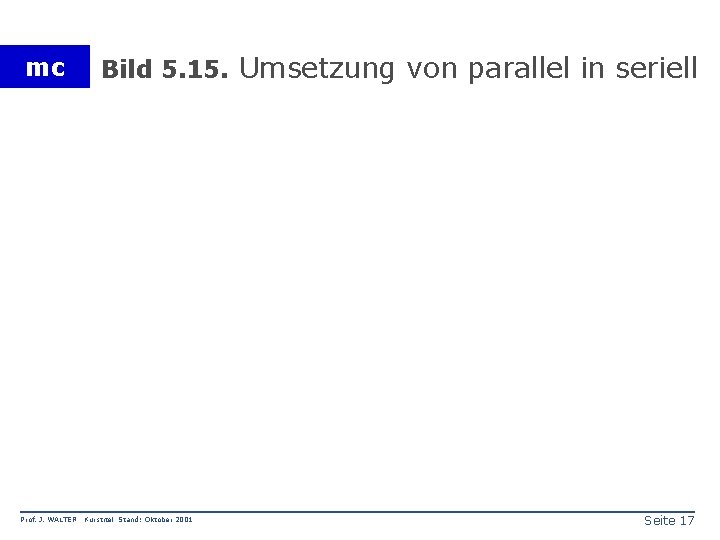 mc Prof. J. WALTER Bild 5. 15. Umsetzung von parallel in seriell Kurstitel Stand: